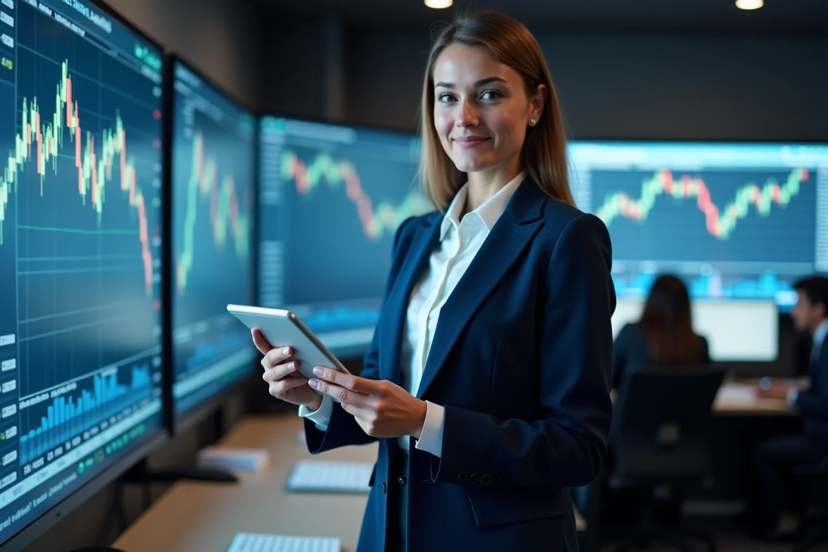Investisseure analysant les performances boursières d'Europlasma sur un écran de trading en 2024